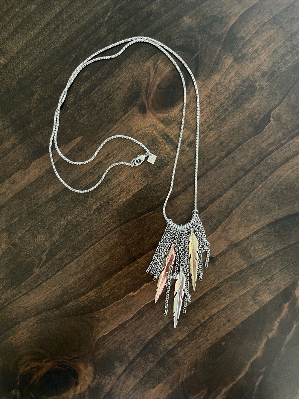 Banana Republic Tri Color Etched Leaf
Necklace